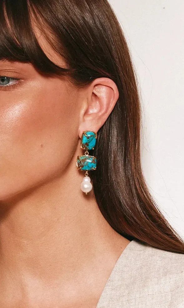 Christie Nicolaides Loren Earrings - Turquoise (Clip-on)