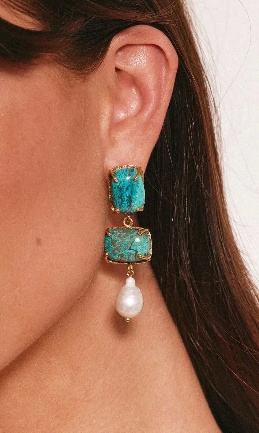 Christie Nicolaides Loren Earrings - Turquoise (Clip-on)