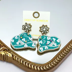 Cowboy Lovin Beaded Earrings in Turquoise Blue