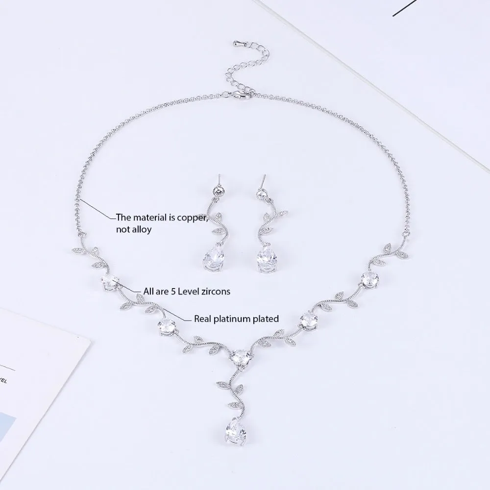 Cubic zirconia bride wedding necklace earring set CN10029