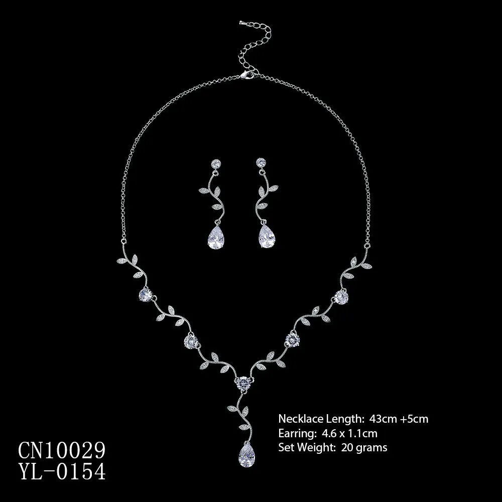 Cubic zirconia bride wedding necklace earring set CN10029