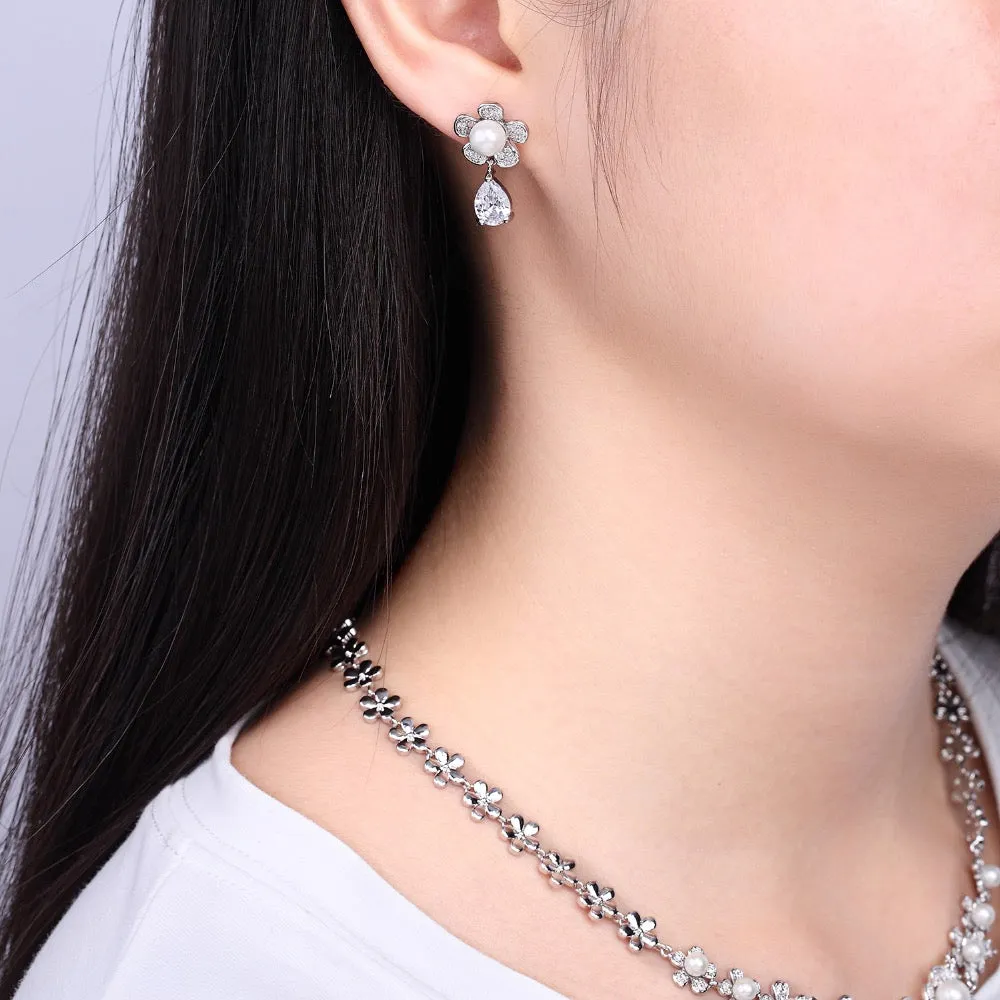 Cubic zirconia bride wedding necklace earring set CN10034