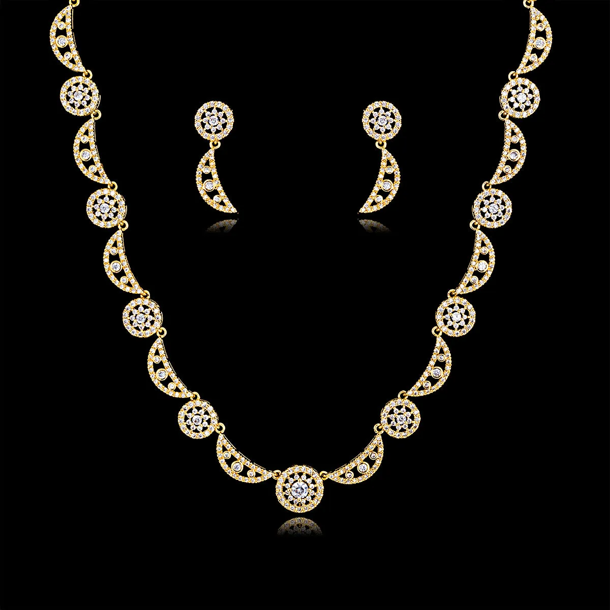 Cubic zirconia bride wedding necklace earring set CN10147