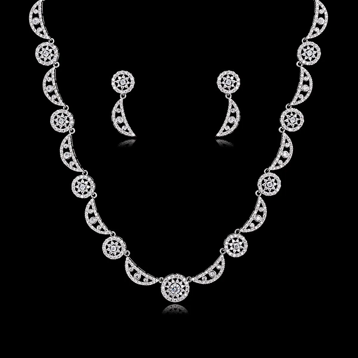 Cubic zirconia bride wedding necklace earring set CN10147