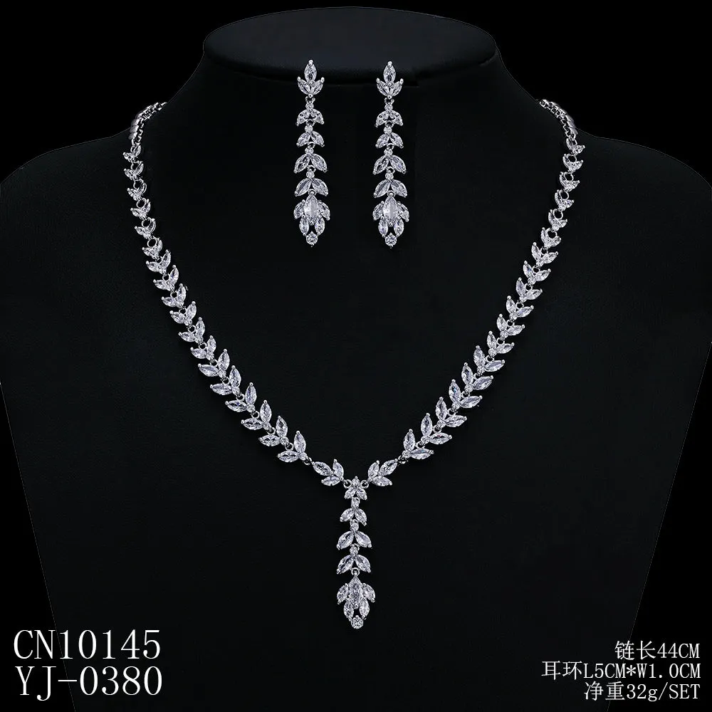 Cubic zirconia Wedding necklace Earring Set,Bridesmaid Jewelry CN10145