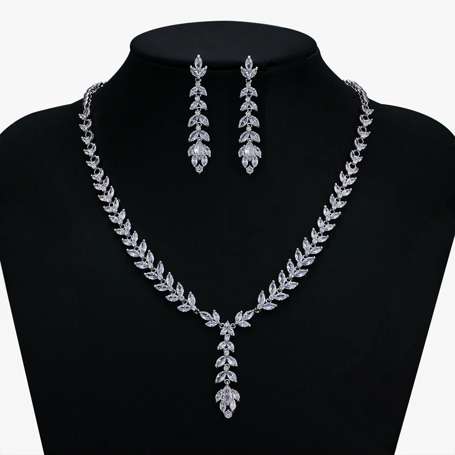 Cubic zirconia Wedding necklace Earring Set,Bridesmaid Jewelry CN10145