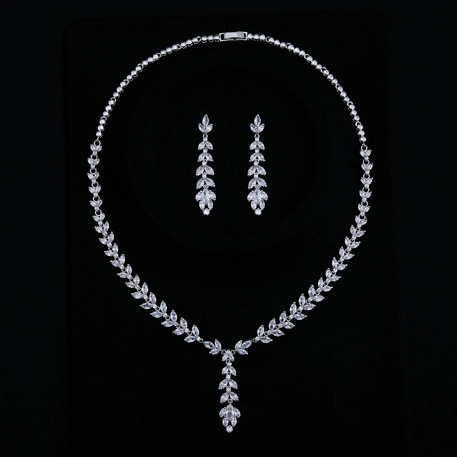 Cubic zirconia Wedding necklace Earring Set,Bridesmaid Jewelry CN10145