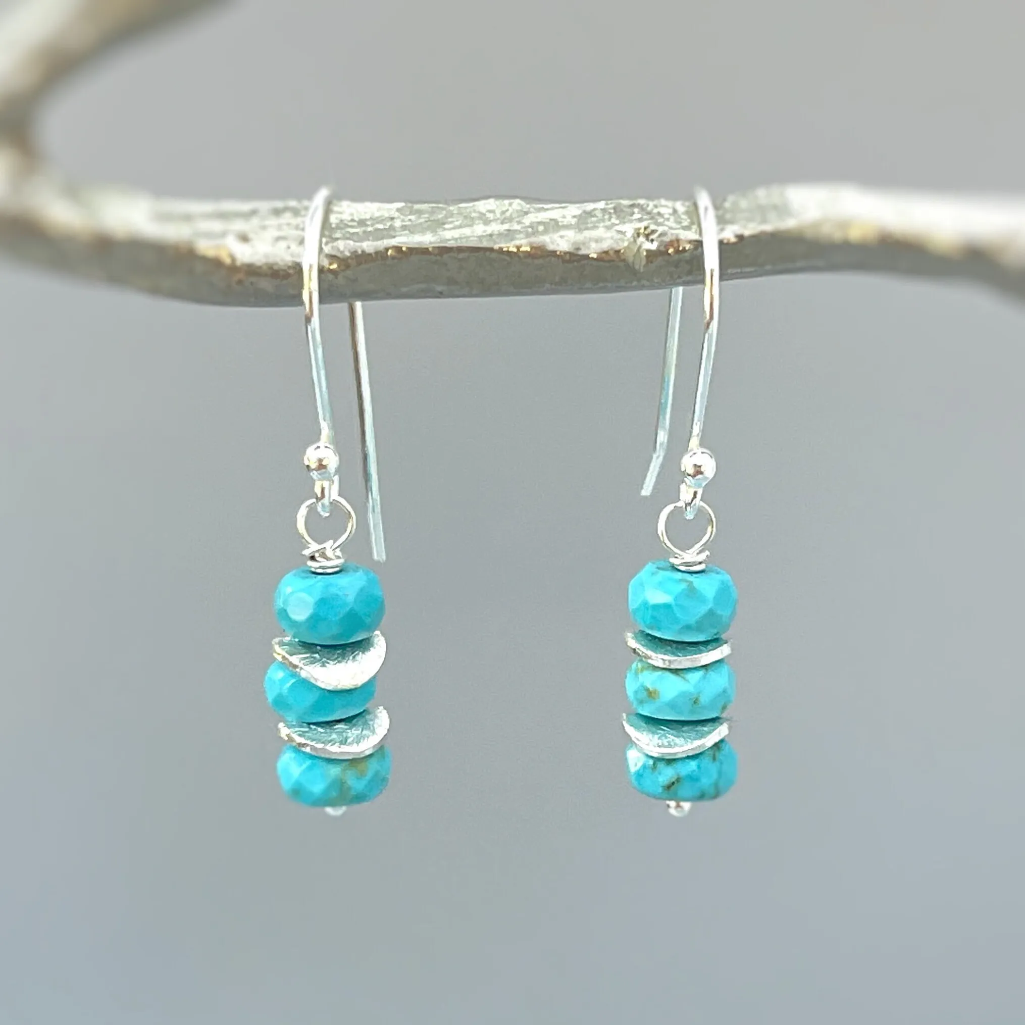 Dainty Everyday Turquoise Earrings dangle sterling silver, gold, rose gold