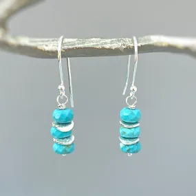 Dainty Everyday Turquoise Earrings dangle sterling silver, gold, rose gold