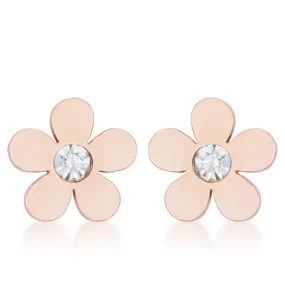 Daisy CZ Rose Gold Stud Earrings | Stainless Steel