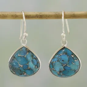 Dancing Soul Sterling Silver and Composite Turquoise Earrings from India