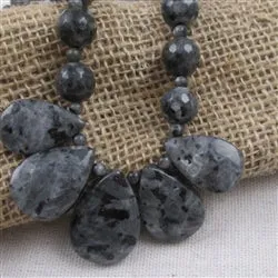 Designer Grey & Black Gemstone Laurkite Bib Necklace