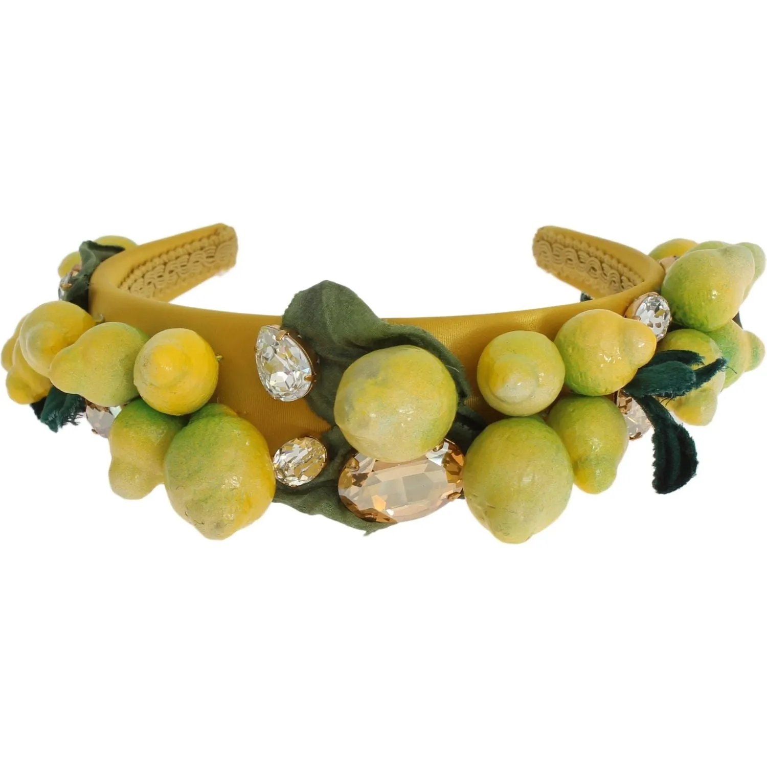 Dolce & Gabbana Exquisite Silk Crystal Lemon Headband Diadem