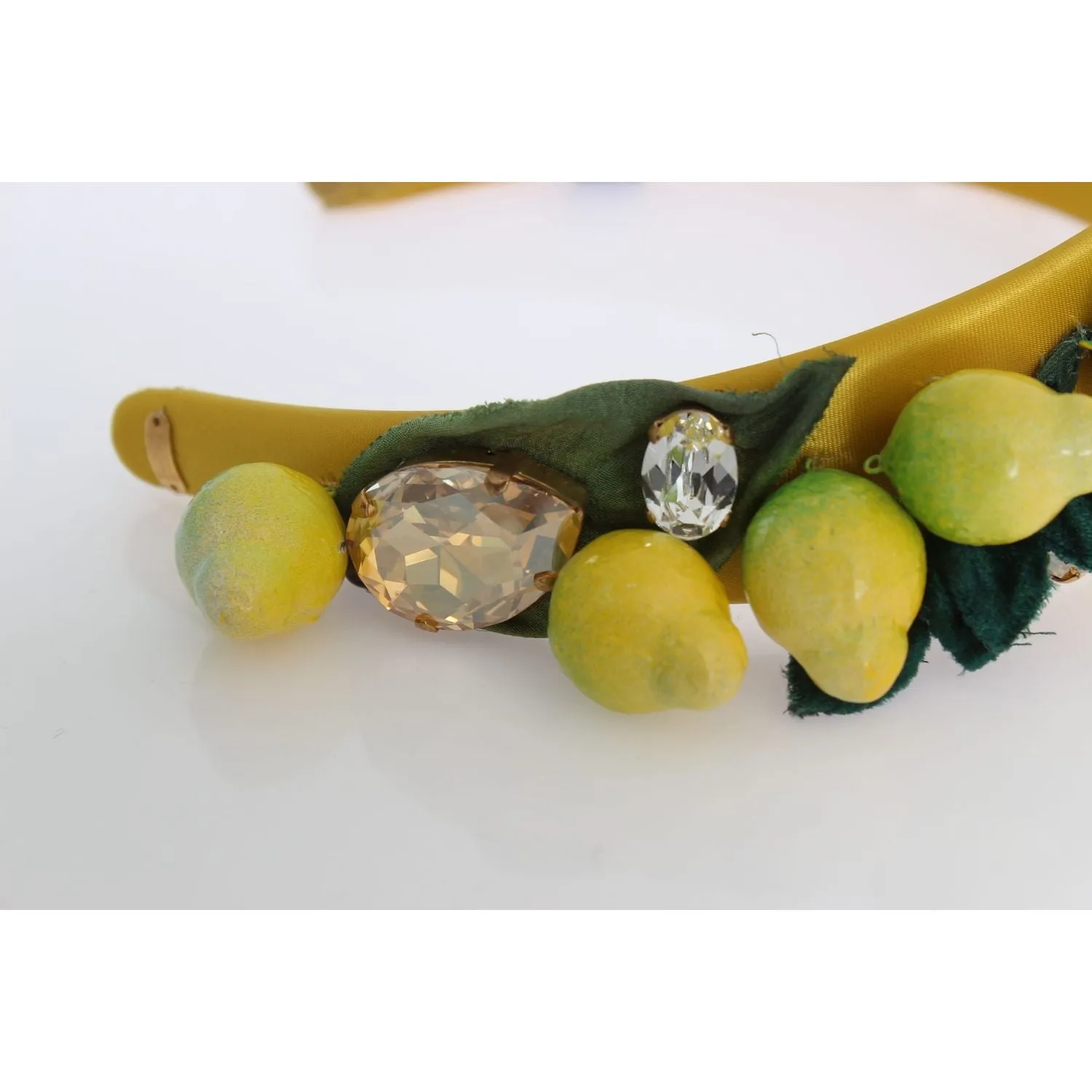 Dolce & Gabbana Exquisite Silk Crystal Lemon Headband Diadem