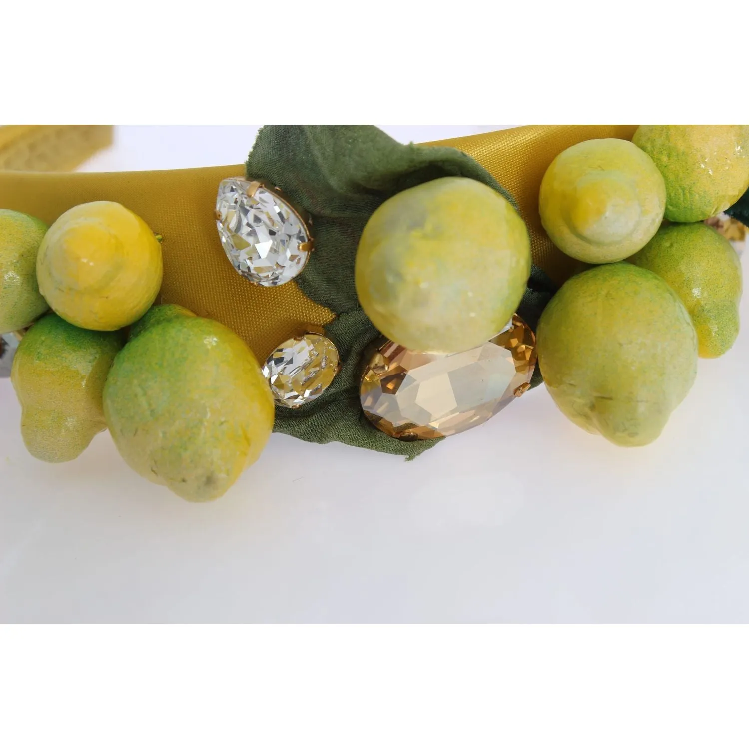 Dolce & Gabbana Exquisite Silk Crystal Lemon Headband Diadem