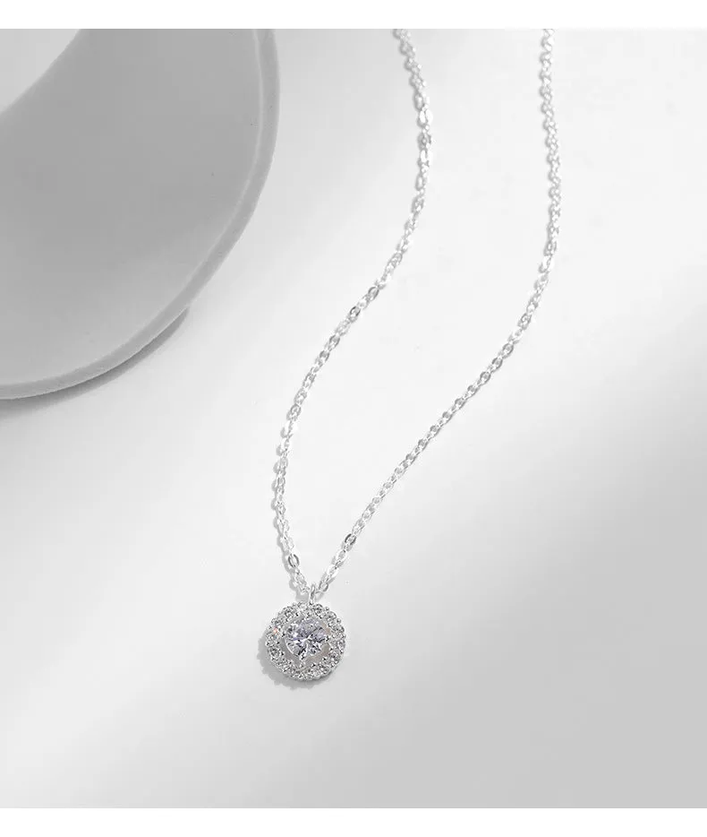 Everyday Genie Sterling Silver Zircon Necklace with Elegant Pendant