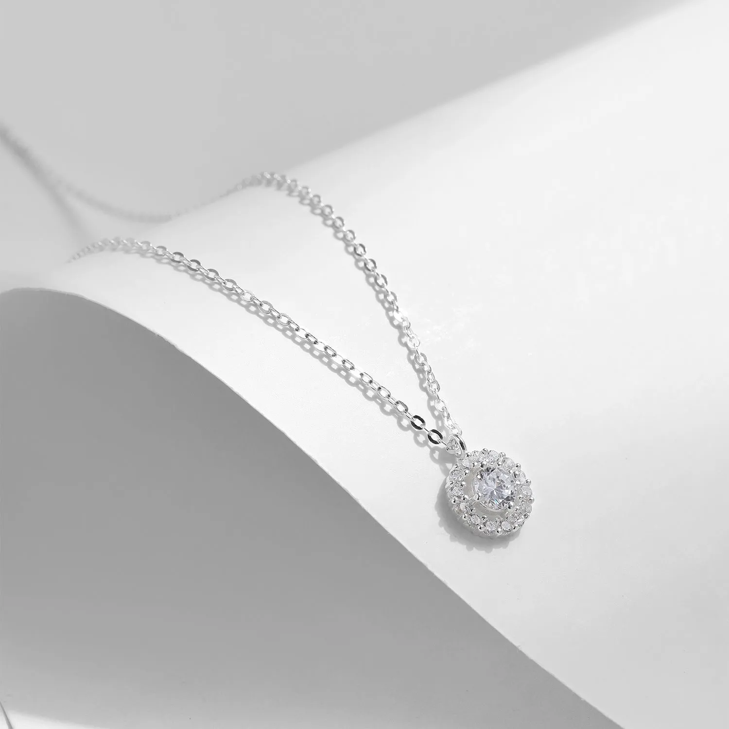 Everyday Genie Sterling Silver Zircon Necklace with Elegant Pendant