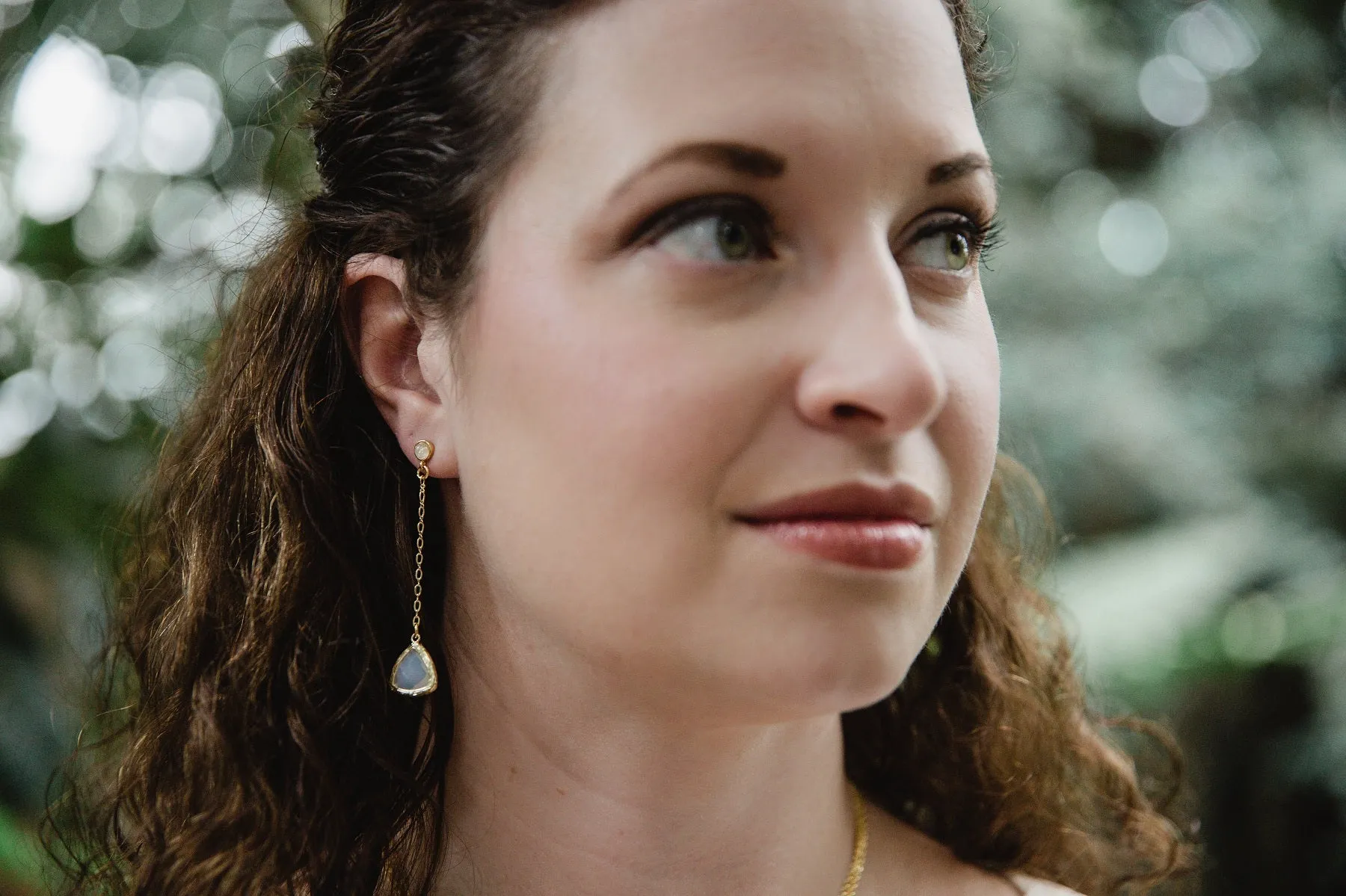 Faceted White Opal Earring