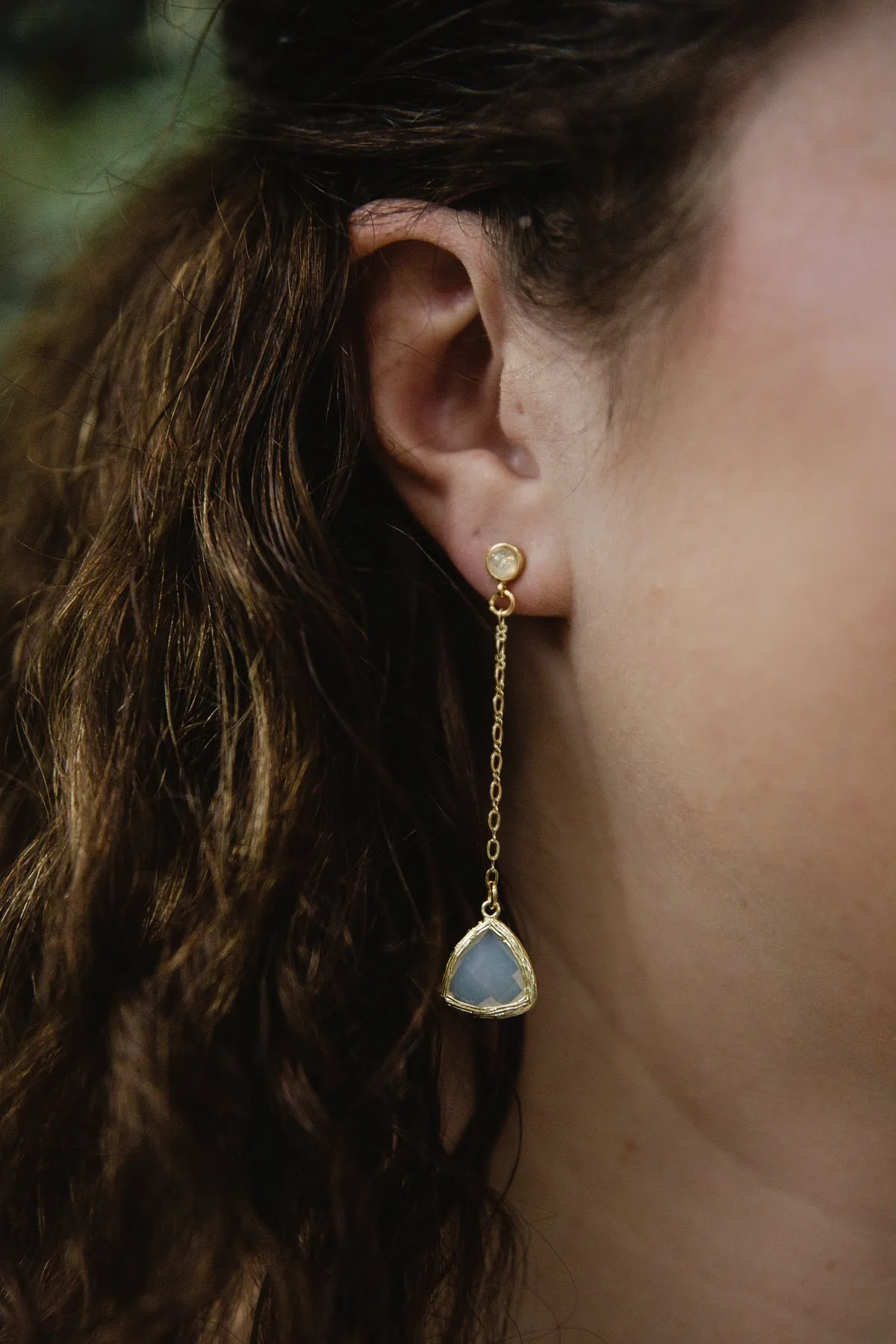 Faceted White Opal Earring