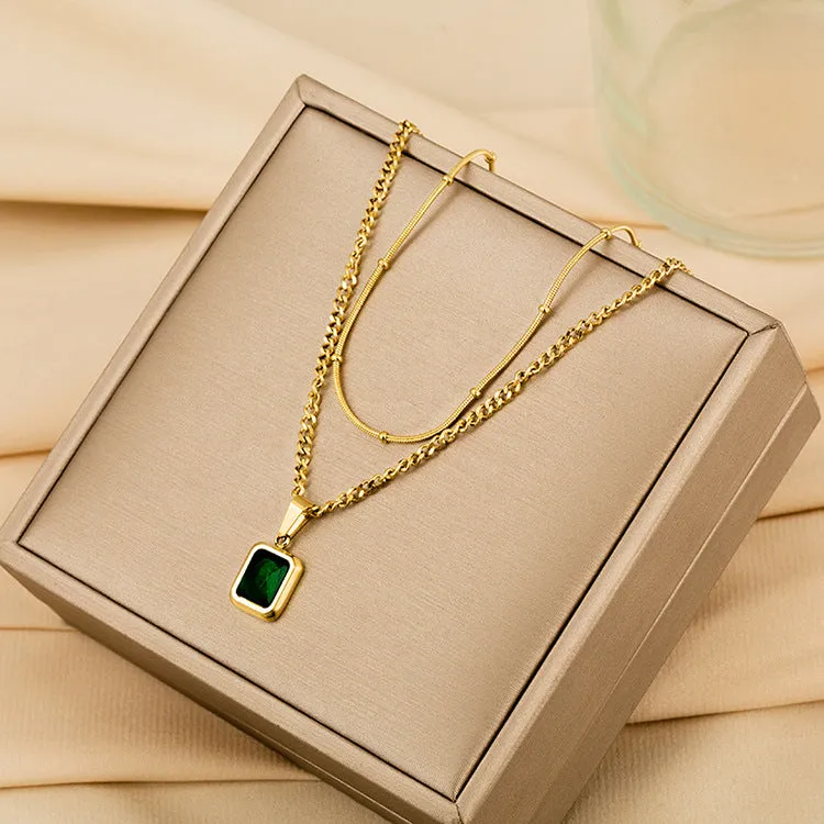 Fashion Geometric  Zircon Pendant Necklace