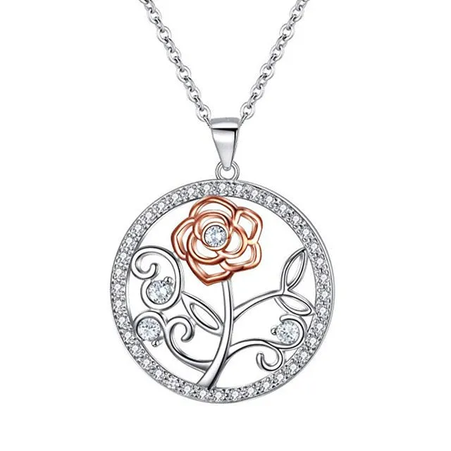 Fashion Jewelry MOM Letter Heart Pendant Necklace for Mother with Zircon in Silver Color