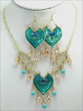 Girls Princess Jasmine Turquoise Necklace and Earrings Set