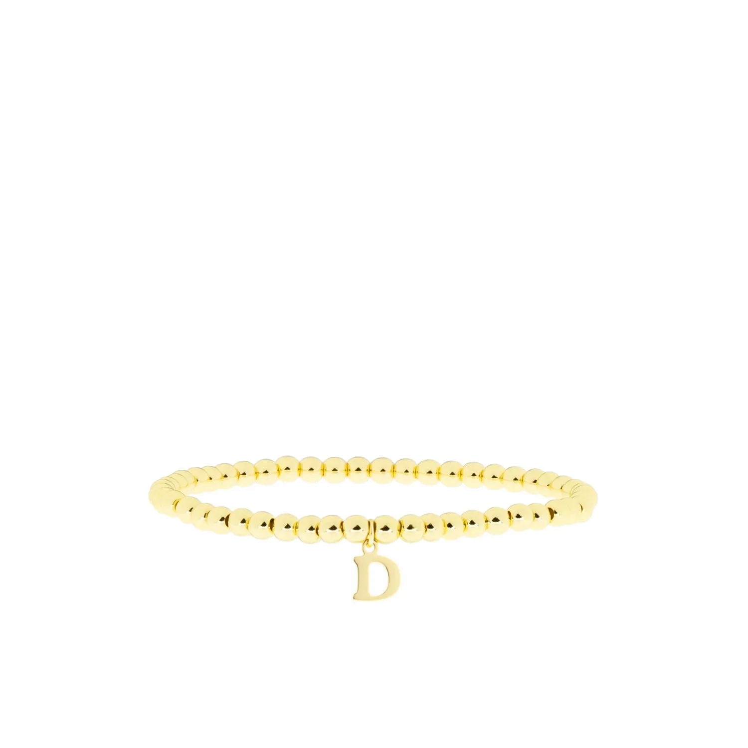 gold brass initial charm ball bracelet