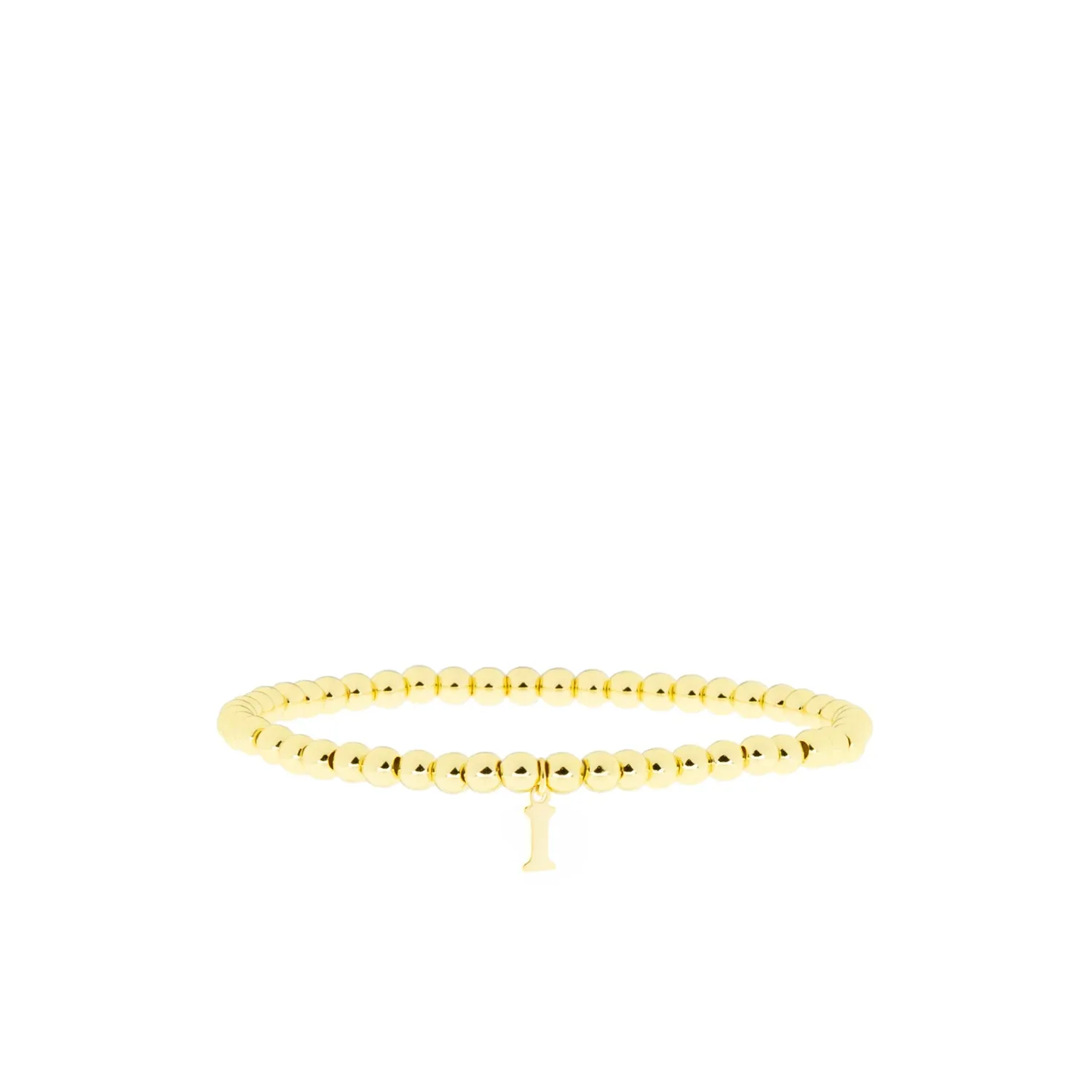 gold brass initial charm ball bracelet