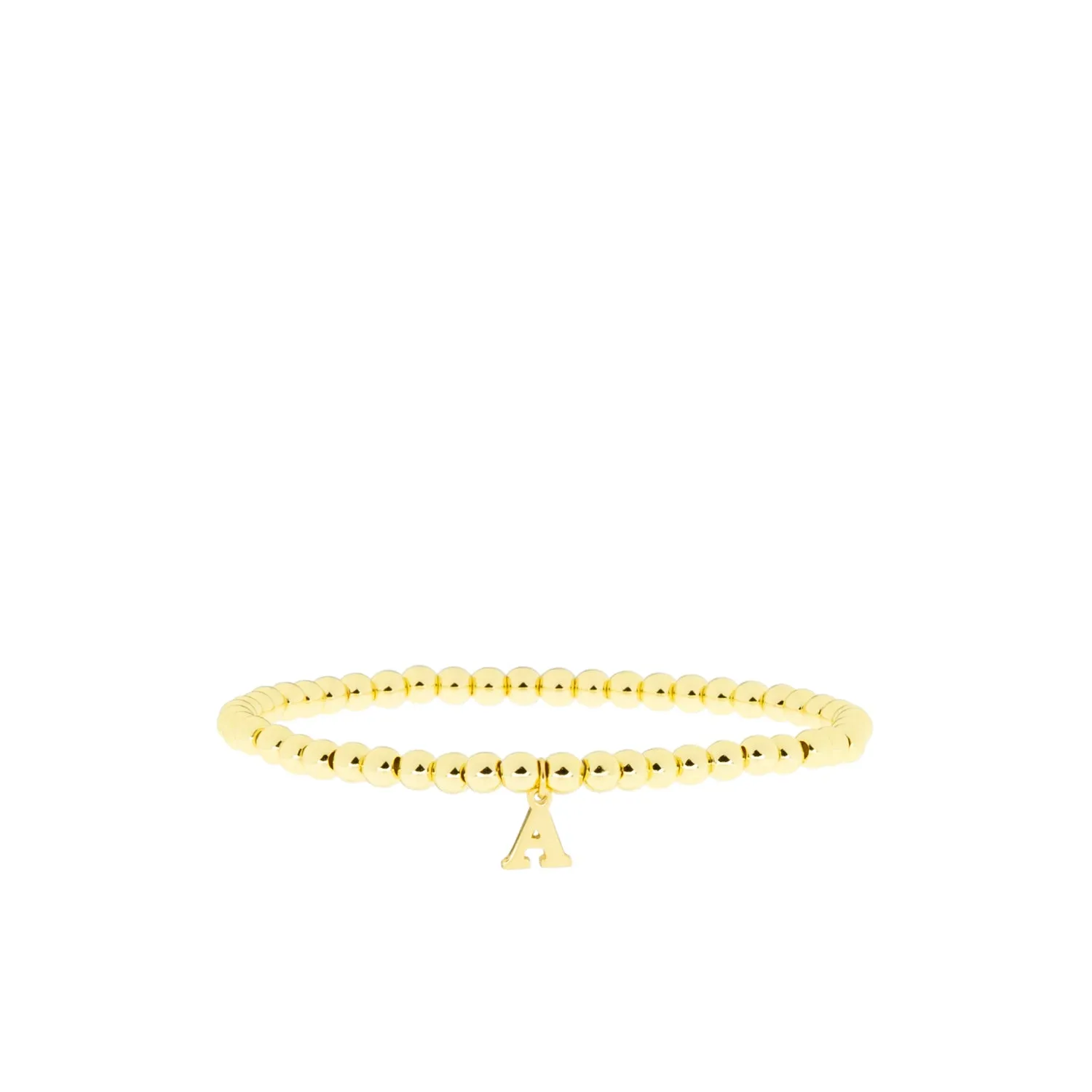 gold brass initial charm ball bracelet