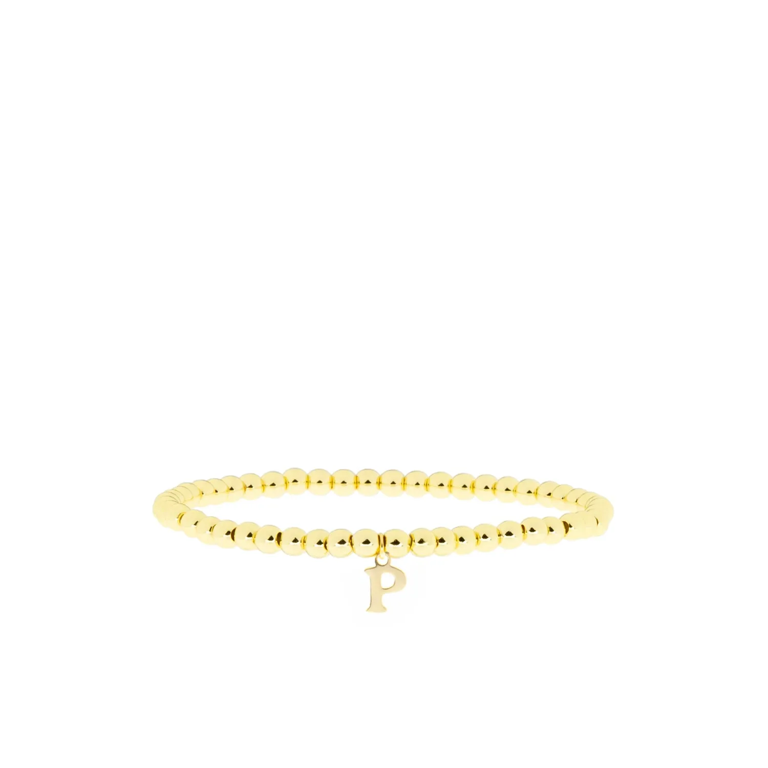 gold brass initial charm ball bracelet