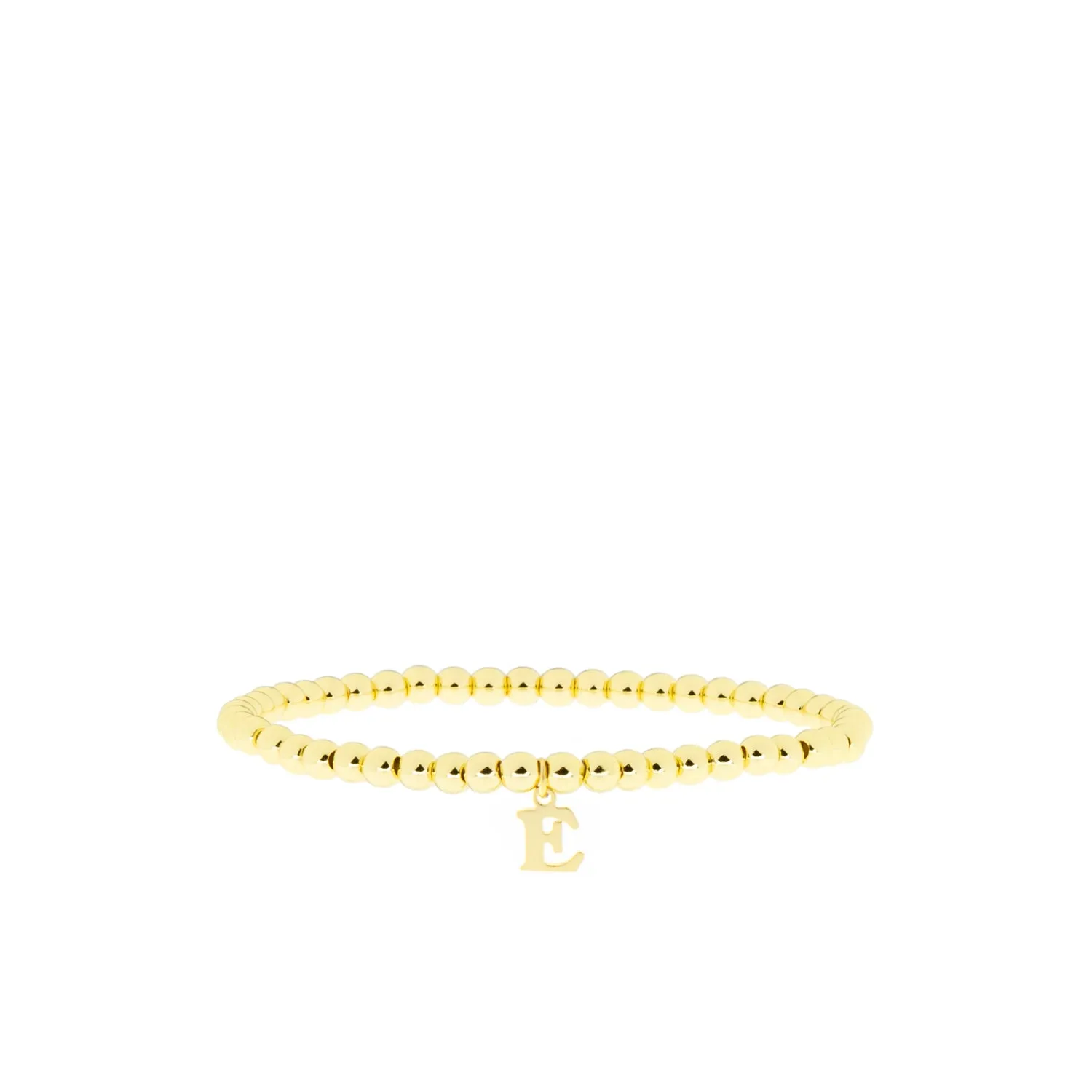 gold brass initial charm ball bracelet