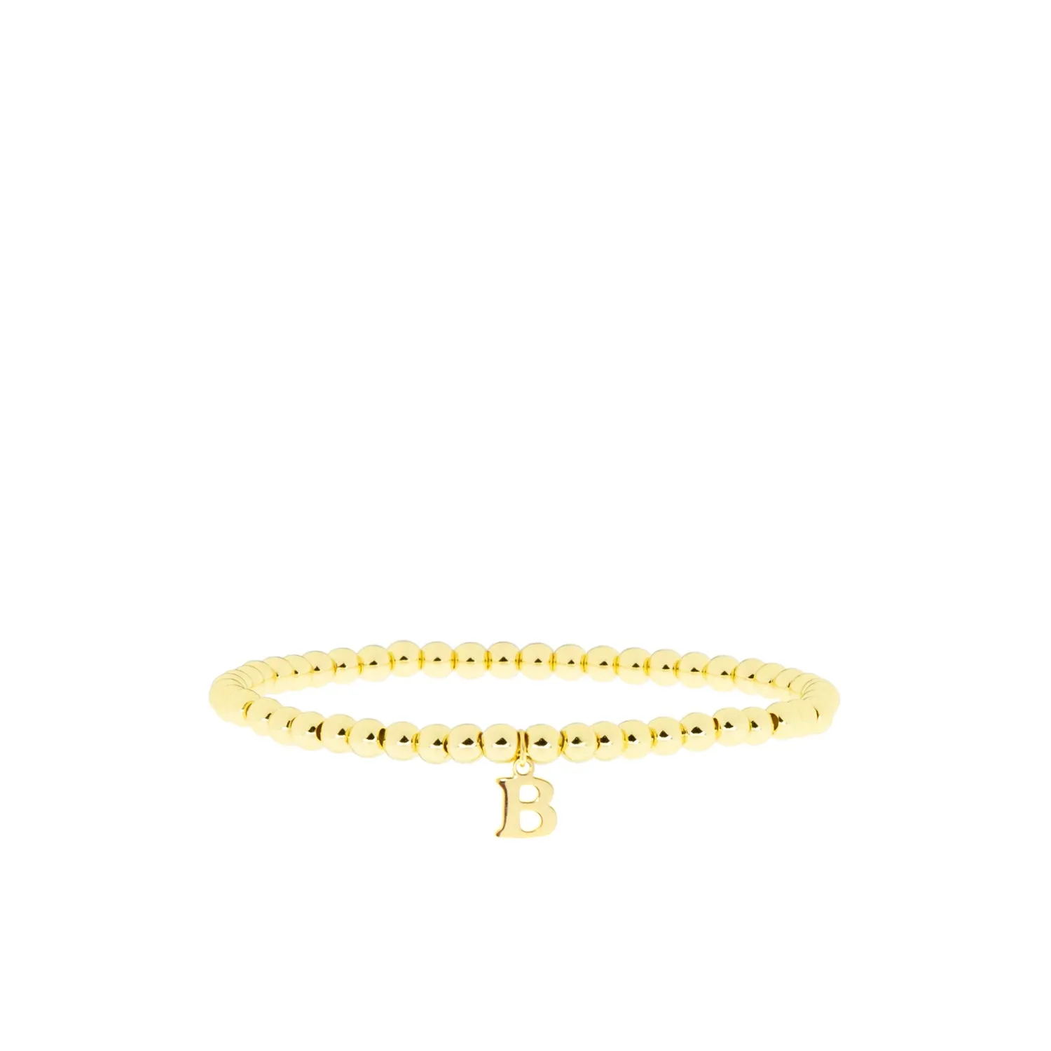 gold brass initial charm ball bracelet