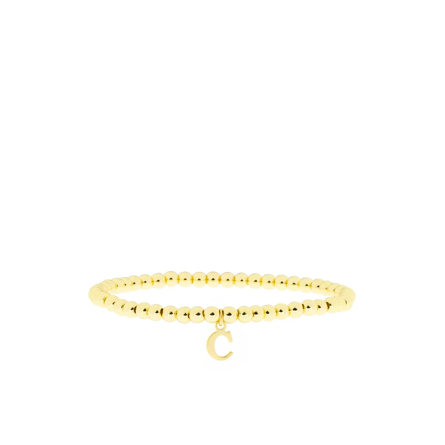 gold brass initial charm ball bracelet