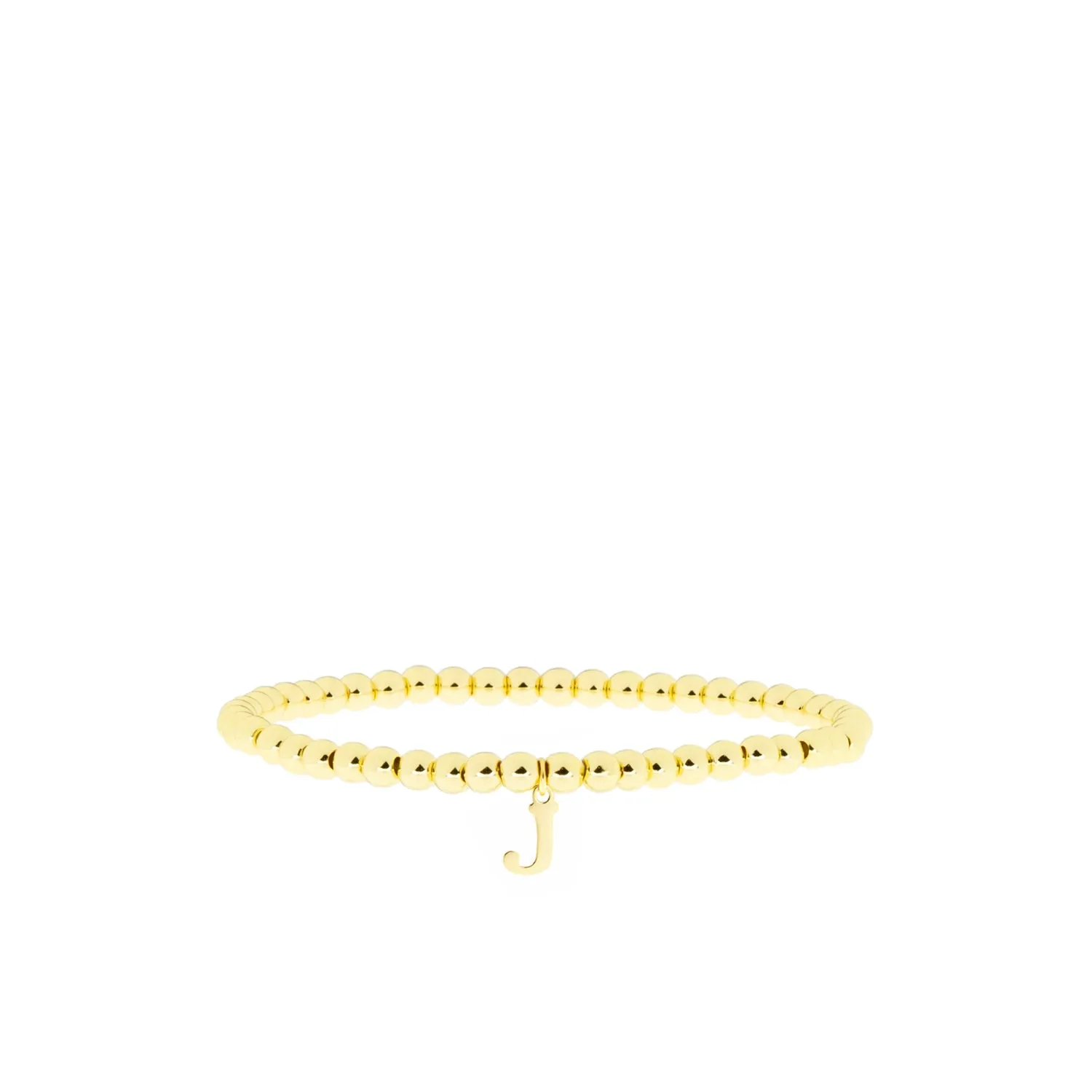 gold brass initial charm ball bracelet