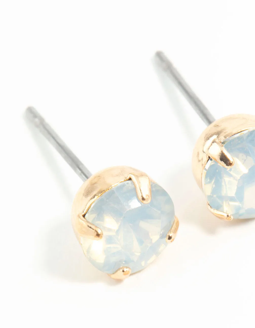 Gold Four Claw Opalised Stud Earrings