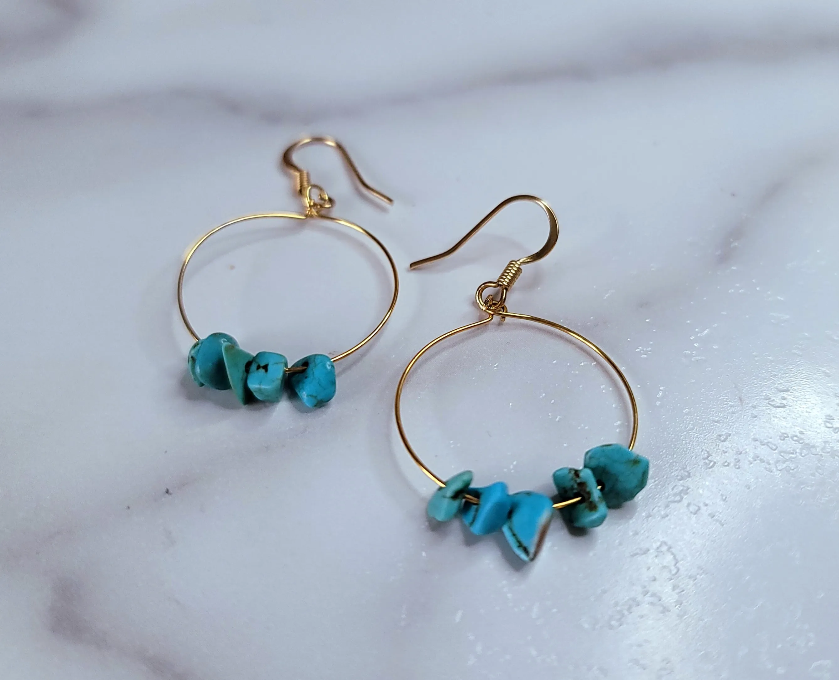 Gold Tone Hoop Chip Earrings