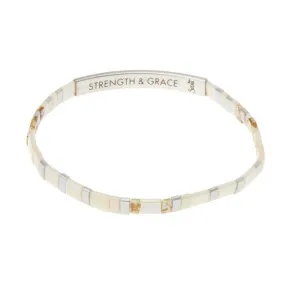 Good Karma Miyuki Bracelet | Strength & Grace - Ivory/Silver