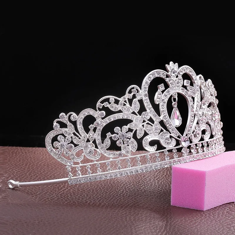 Gorgeous Heart Wedding Tiara Jewelry Sets Diadem Shiny Bridal Crown Queen Tiaras Shinning Rhinestone Crystal Hair Jewelry Sets