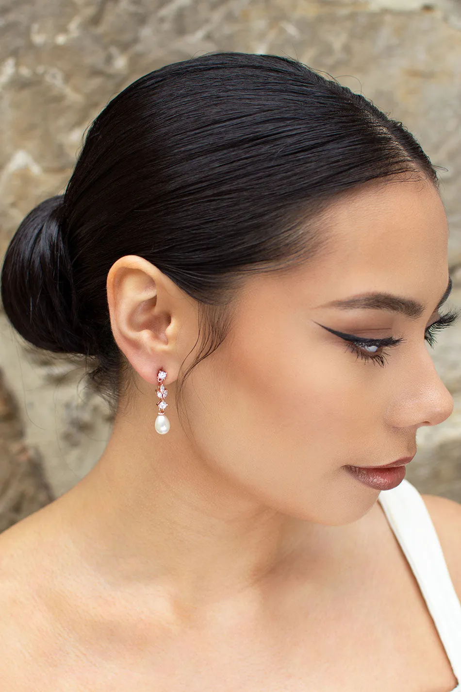 Hazel - Delicate Pearl Drop Bridal Earrings