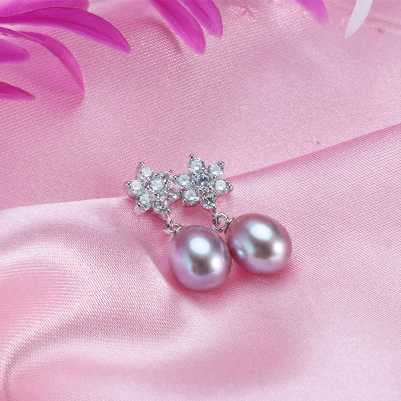 Hot Selling 925 sterling silver earrings for women 4 colors original freshwater pearl jewelry