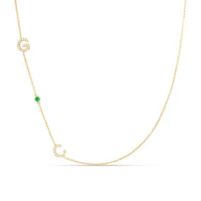 Initial Necklace With Gemstone