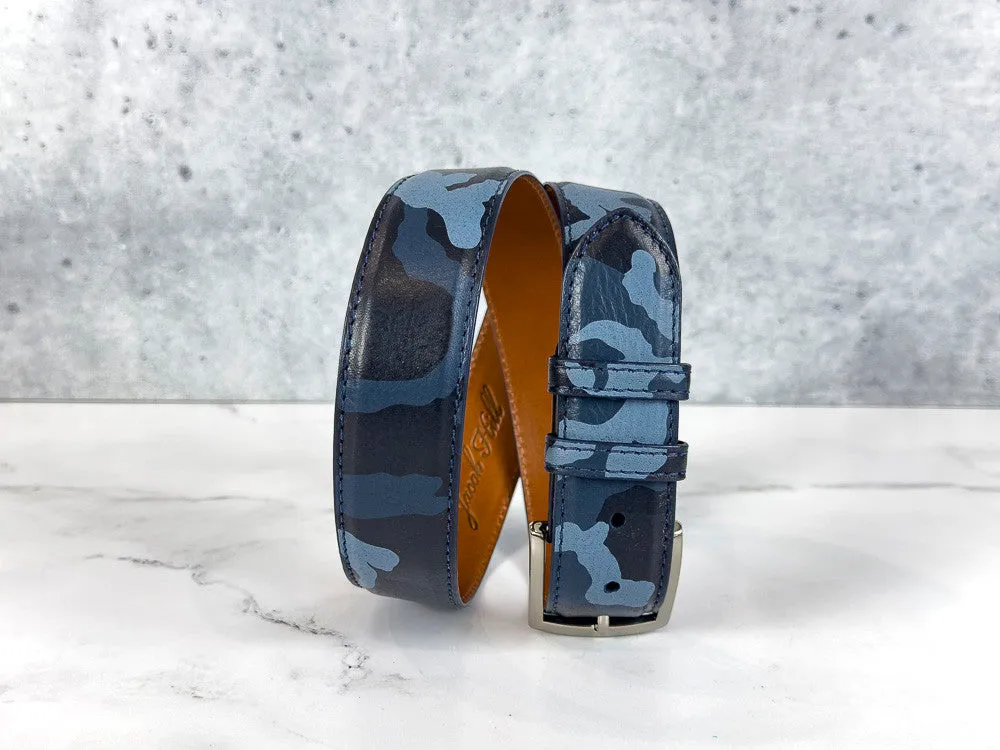 Italian Calf Belt: Navy Camo