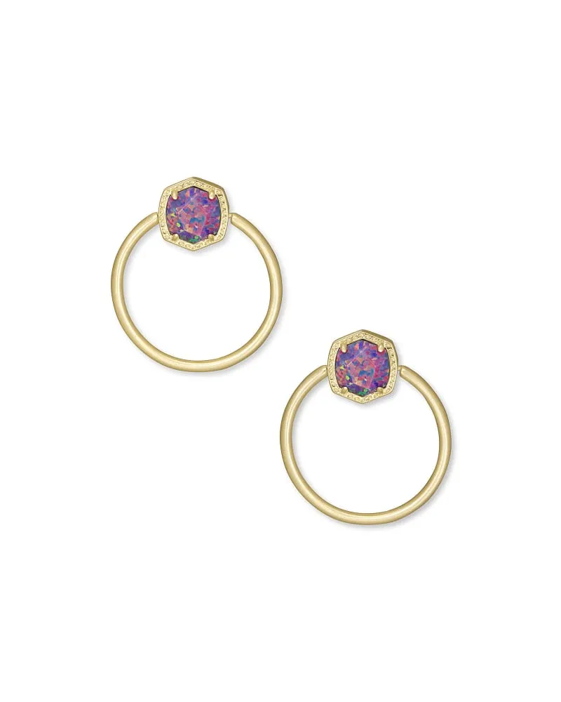 Kendra Scott Davie Open Frame Earring - Gold Lavender Opal