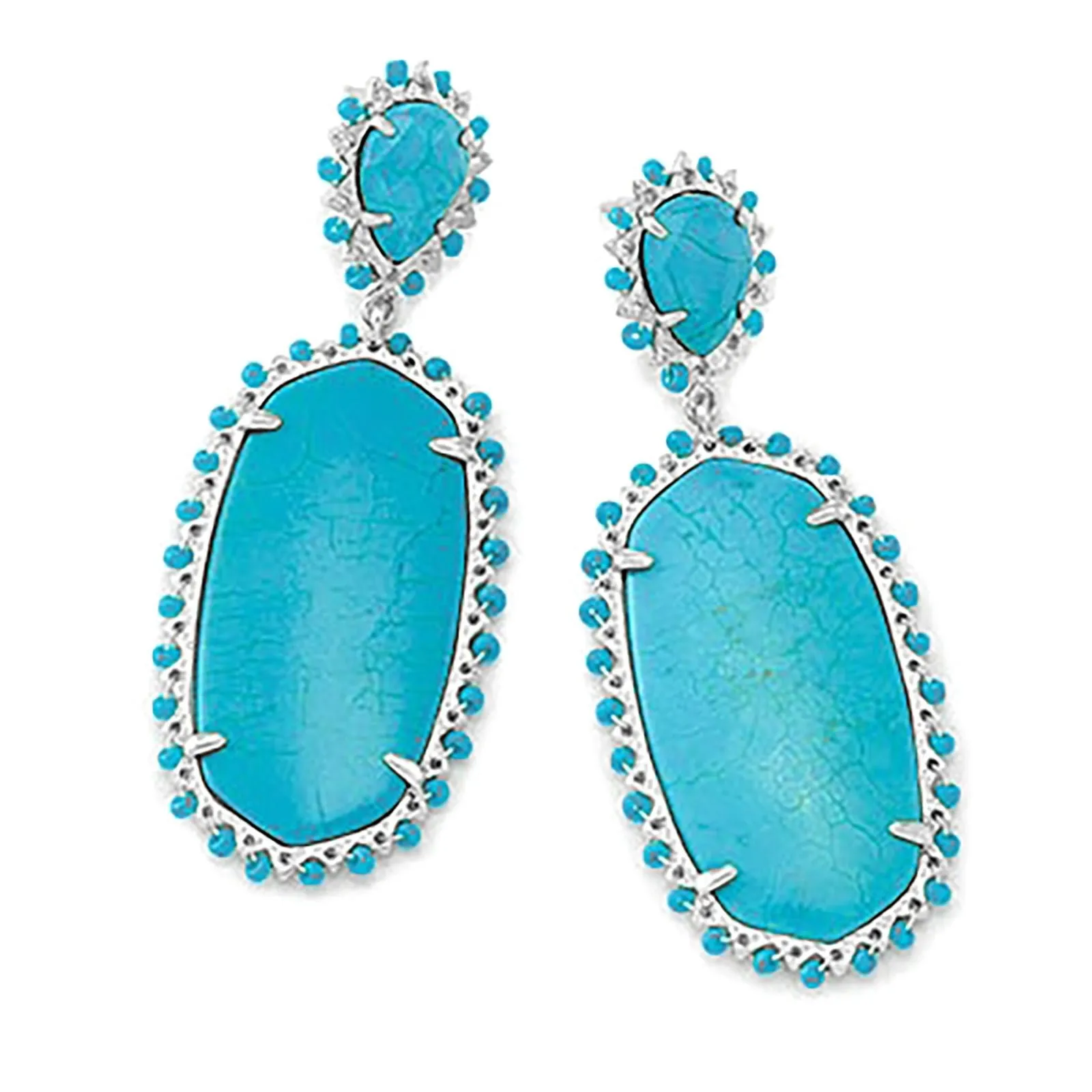 Kendra Scott | Parsons Silver Statement Earrings in Variegated Turquoise Magnesite