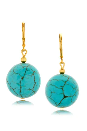 KENNETH JAY LANE STILIA Turquoise Stone Round Earrings