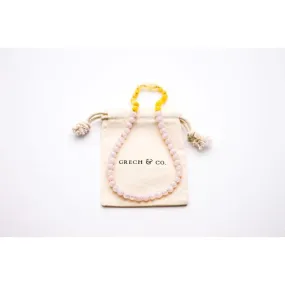 Kids Amber Necklace - Rose Quartz   Raw Milky