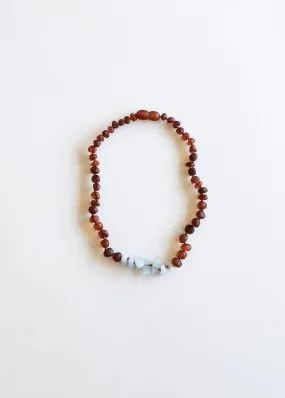 Kids: Raw Cognac Amber   Amazonite || Necklace