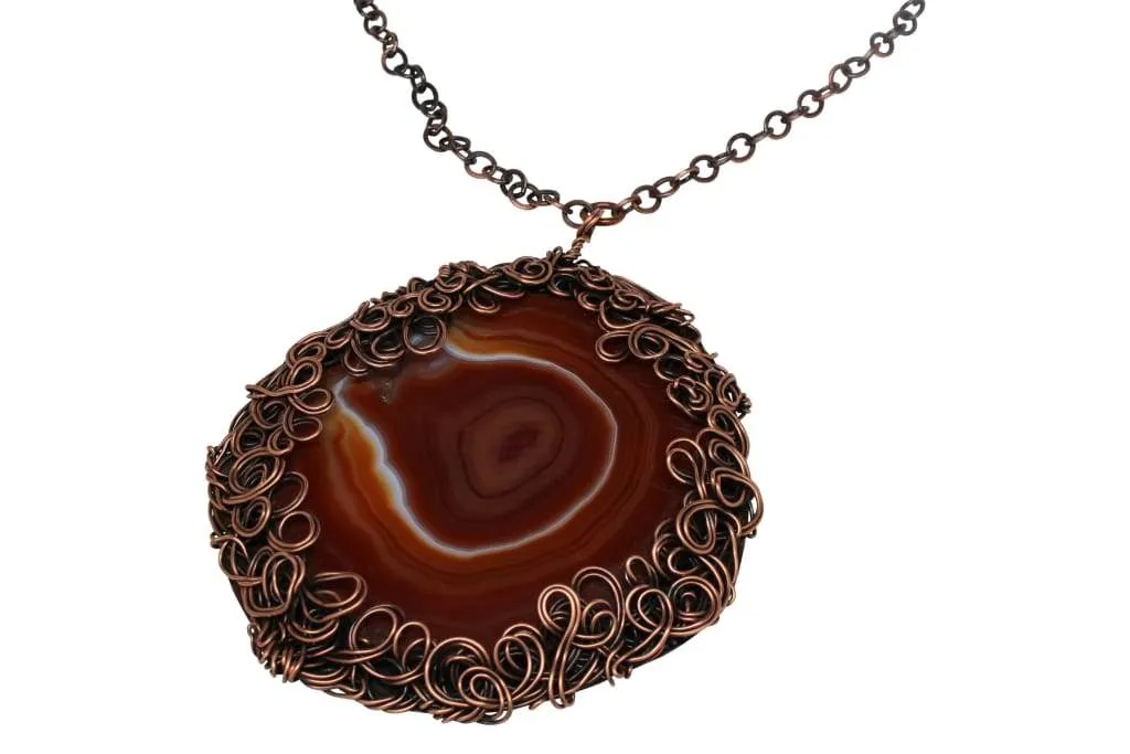 Lady Pendant Amber Agate Necklace