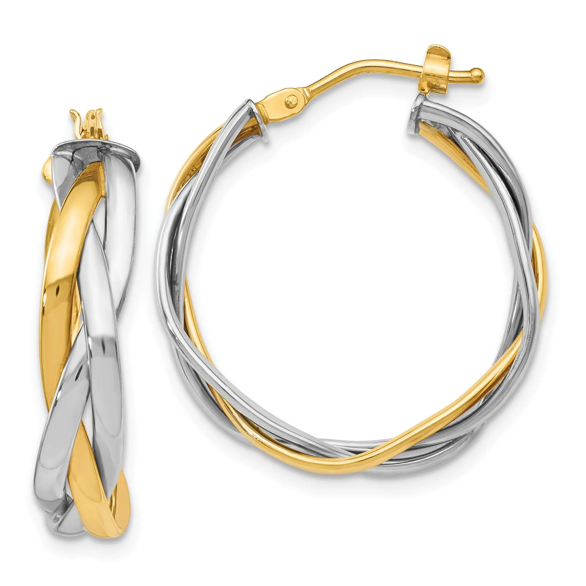 Leslie 14k Two Tone Gold Braided Hoop Earrings