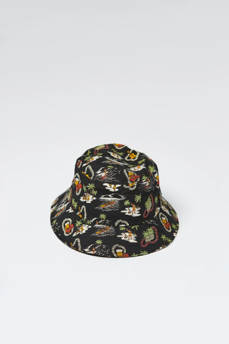 Lite Year Hawaiian Bucket Hat - Black